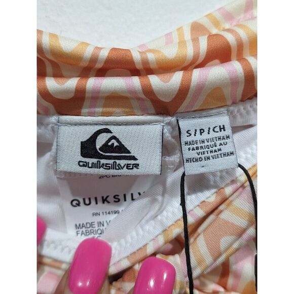 New! Quiksilver Classic Hi Waist Tie Front Recycled Bikini Bottom, S - Picture 15 of 15